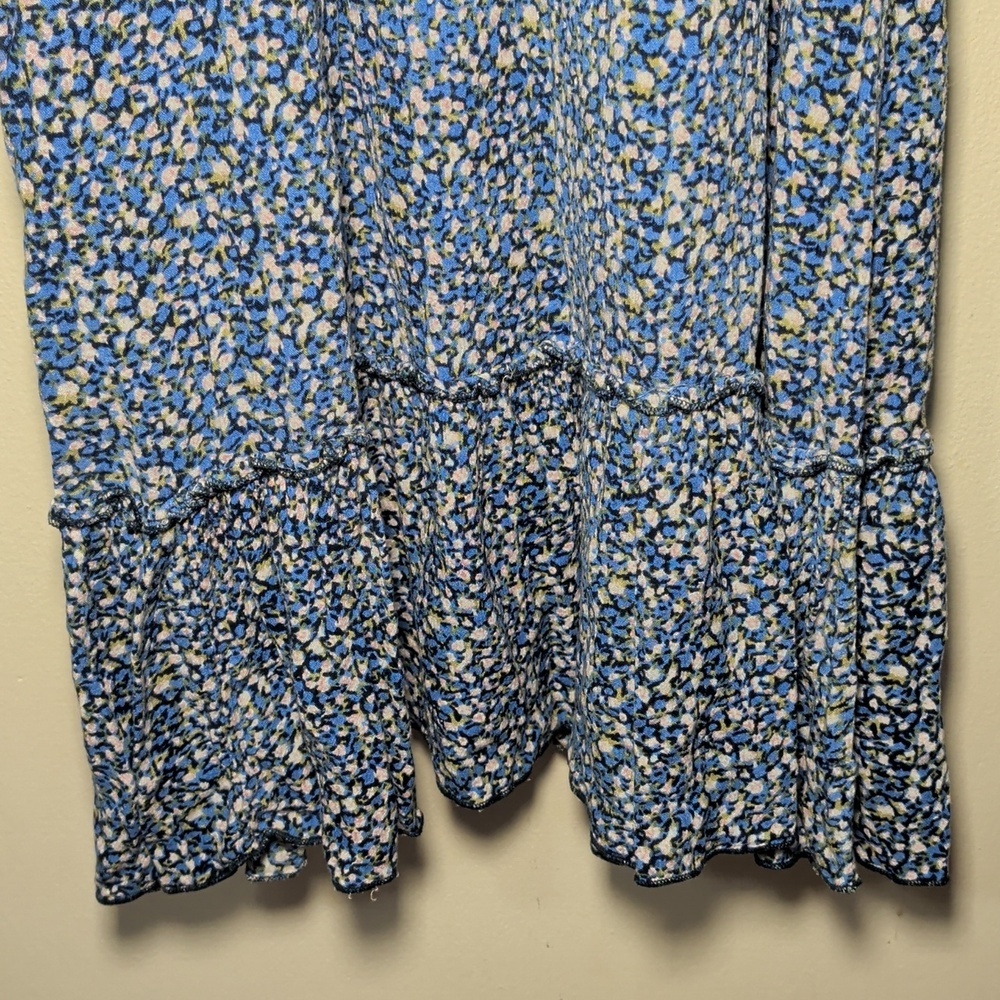 Urban Outfitters Floral Smocked Midi Dress Blue White Boho Cottage Womens Size S - Picture 3 of 5